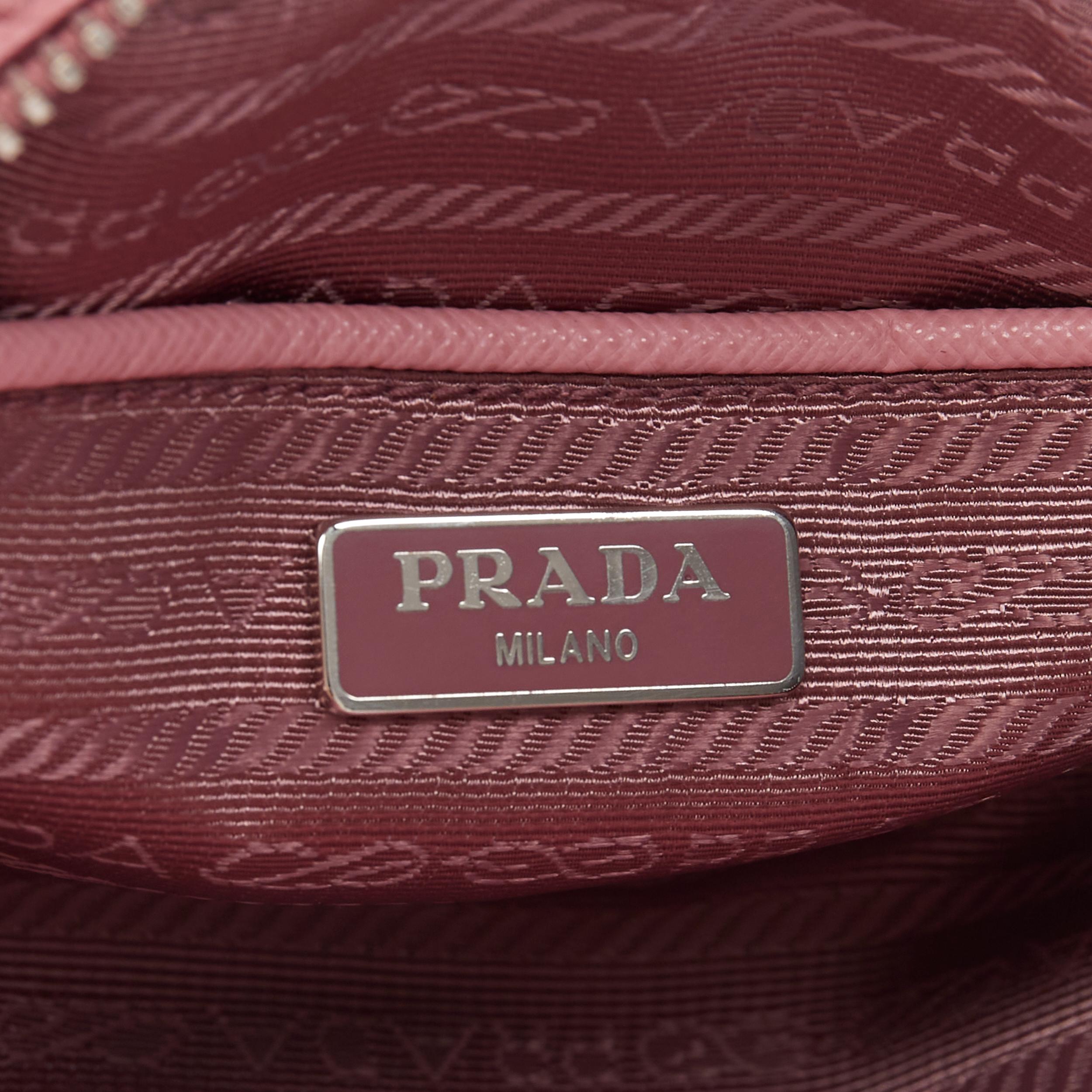PRADA pink saffiano leather silver logo hardware small crossbody camera bag 3
