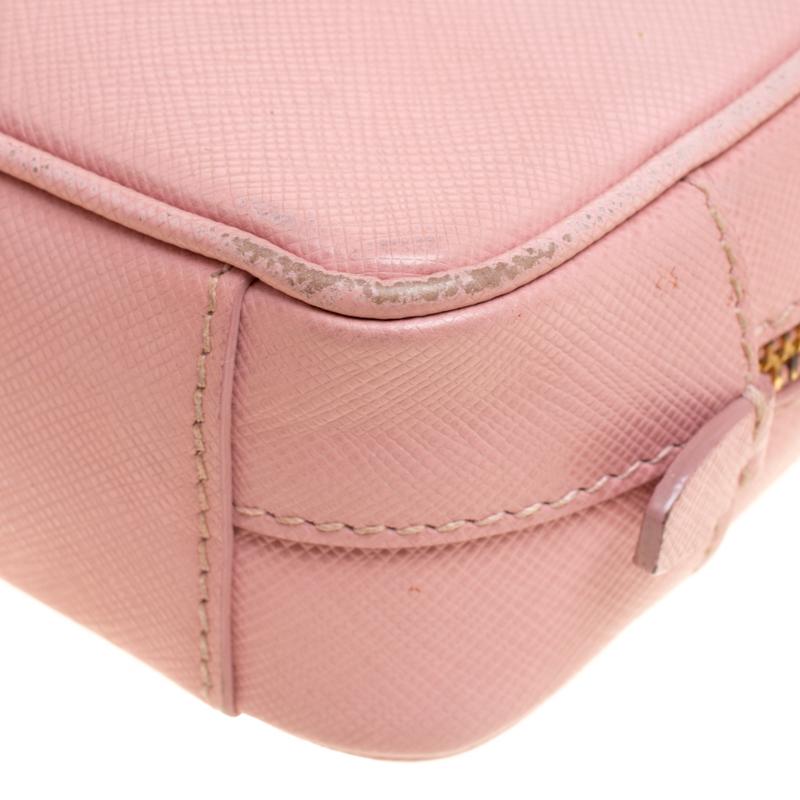 Prada Pink Saffiano Lux Leather Camera Crossbody Bag 6