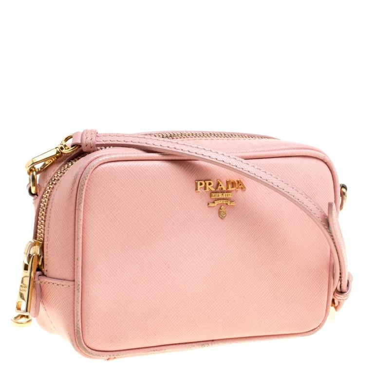 Prada Pink Saffiano Lux Leather Camera Crossbody Bag For Sale at 1stdibs