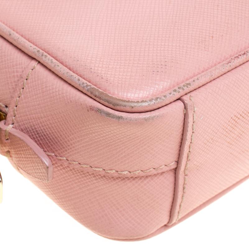 Prada Pink Saffiano Lux Leather Camera Crossbody Bag 5