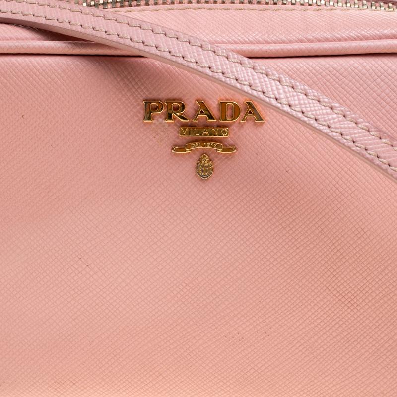 Prada Pink Saffiano Lux Leather Camera Crossbody Bag 2