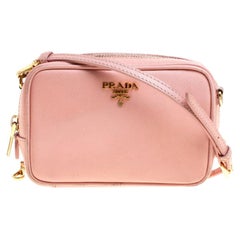 Prada Pink Saffiano Lux Leather Camera Crossbody Bag