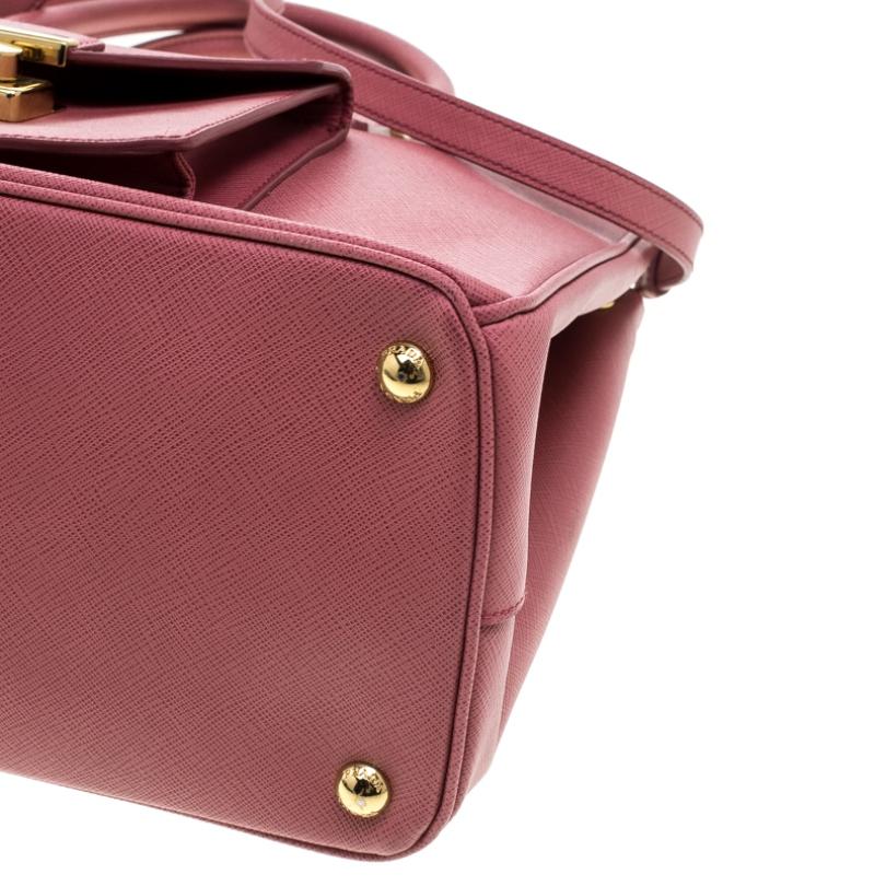 Prada Pink Saffiano Lux Leather Cargo Pocket Tote 5