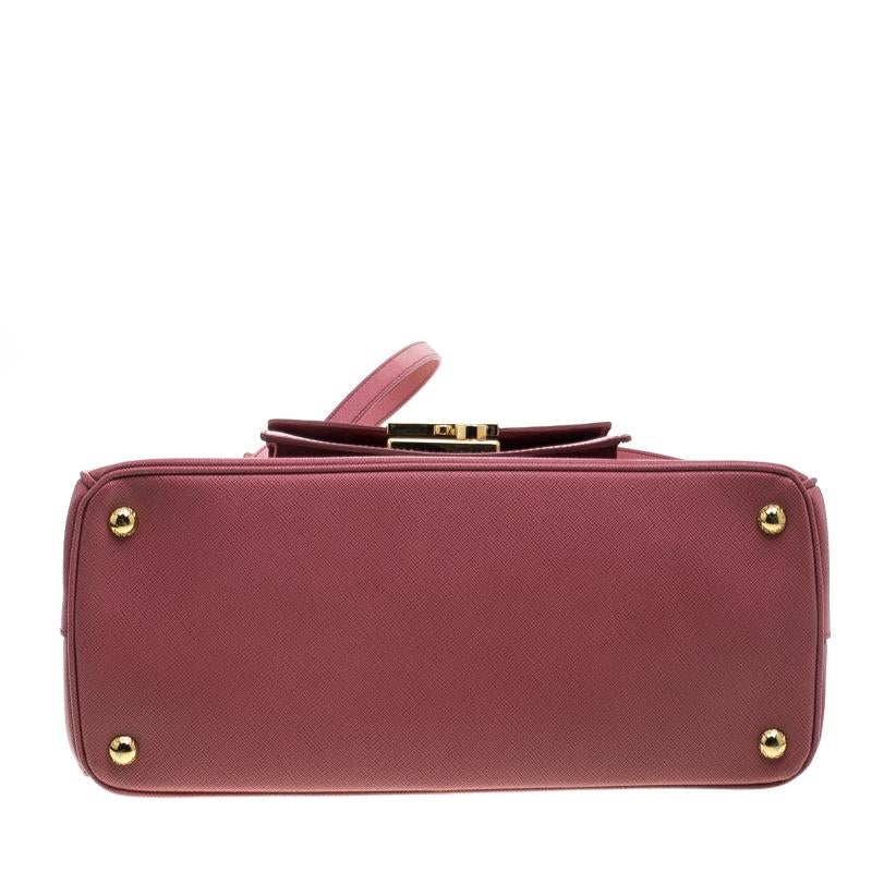 Women's Prada Pink Saffiano Lux Leather Cargo Pocket Tote