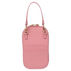 Prada Pink Saffiano Lux Leather Embellished Phone Crossbody Bag