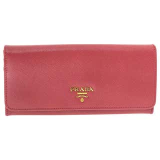 Prada Silver Saffiano Lux Leather Zip Around Wallet Organizer For Sale ...