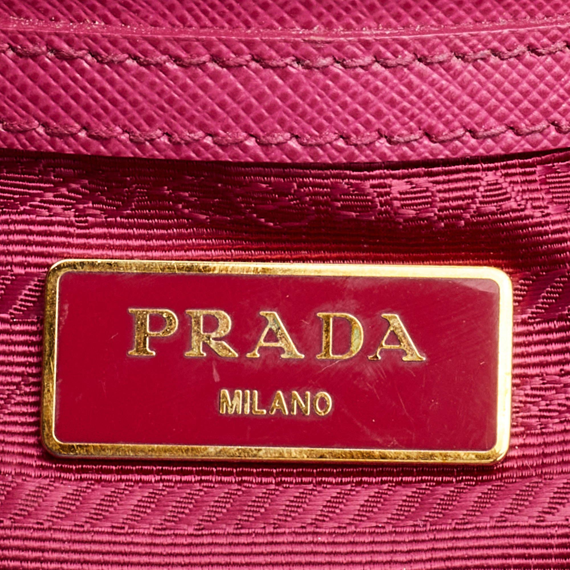 Women's Prada Pink Saffiano Lux Leather Galleria Tote