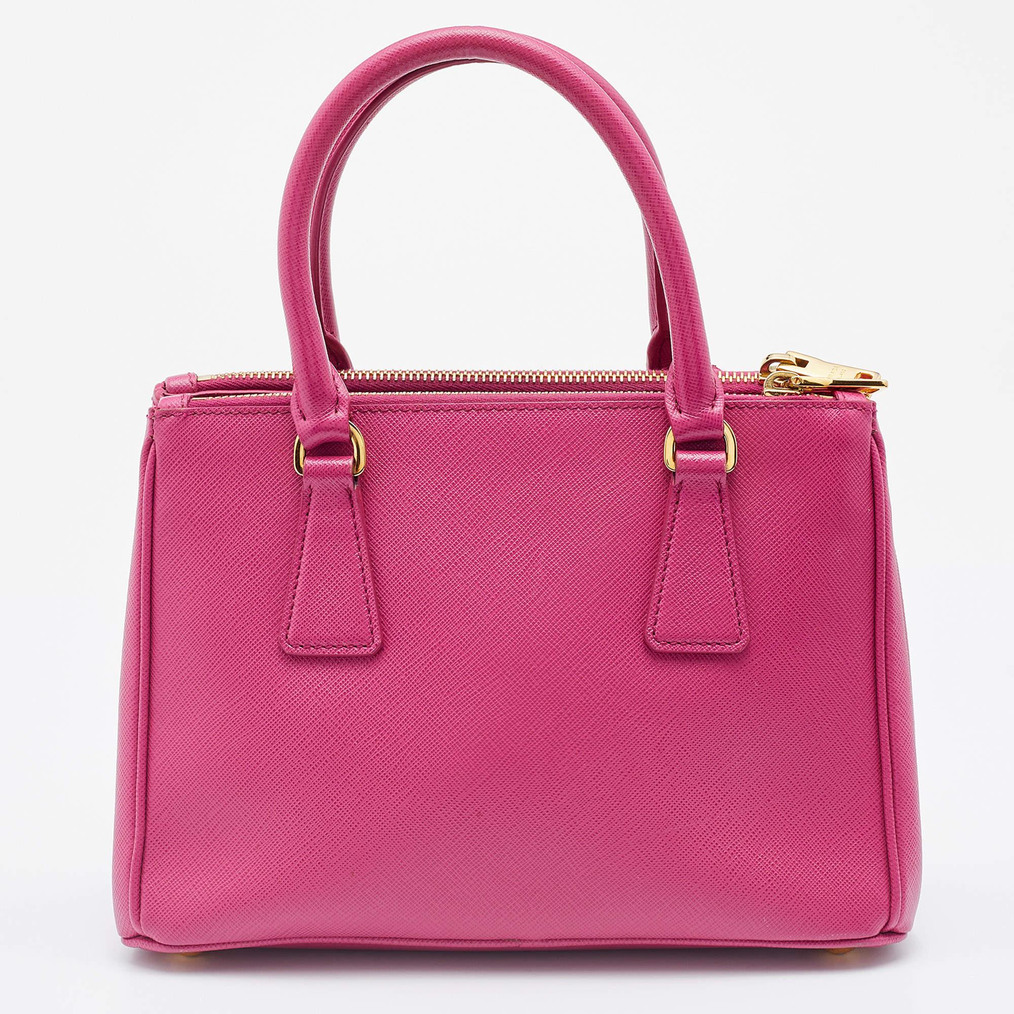 Prada Pink Saffiano Lux Leather Galleria Tote 3