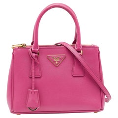 Used Prada Pink Saffiano Lux Leather Galleria Tote