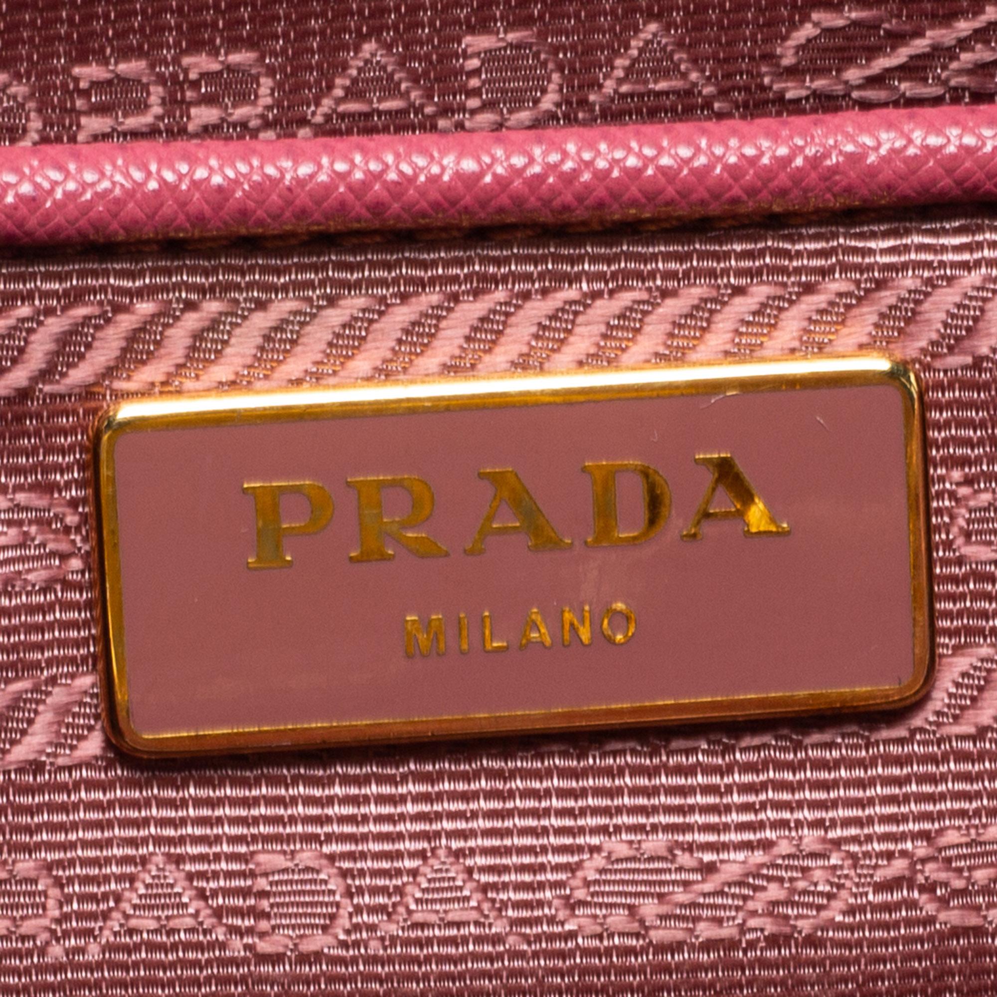 Prada Pink Saffiano Lux Leather Large Double Zip Tote 2