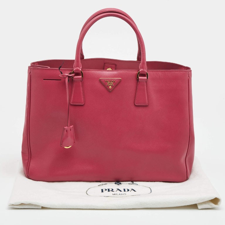 Prada Pink Saffiano Lux Leather Large Gardener's Tote For Sale at