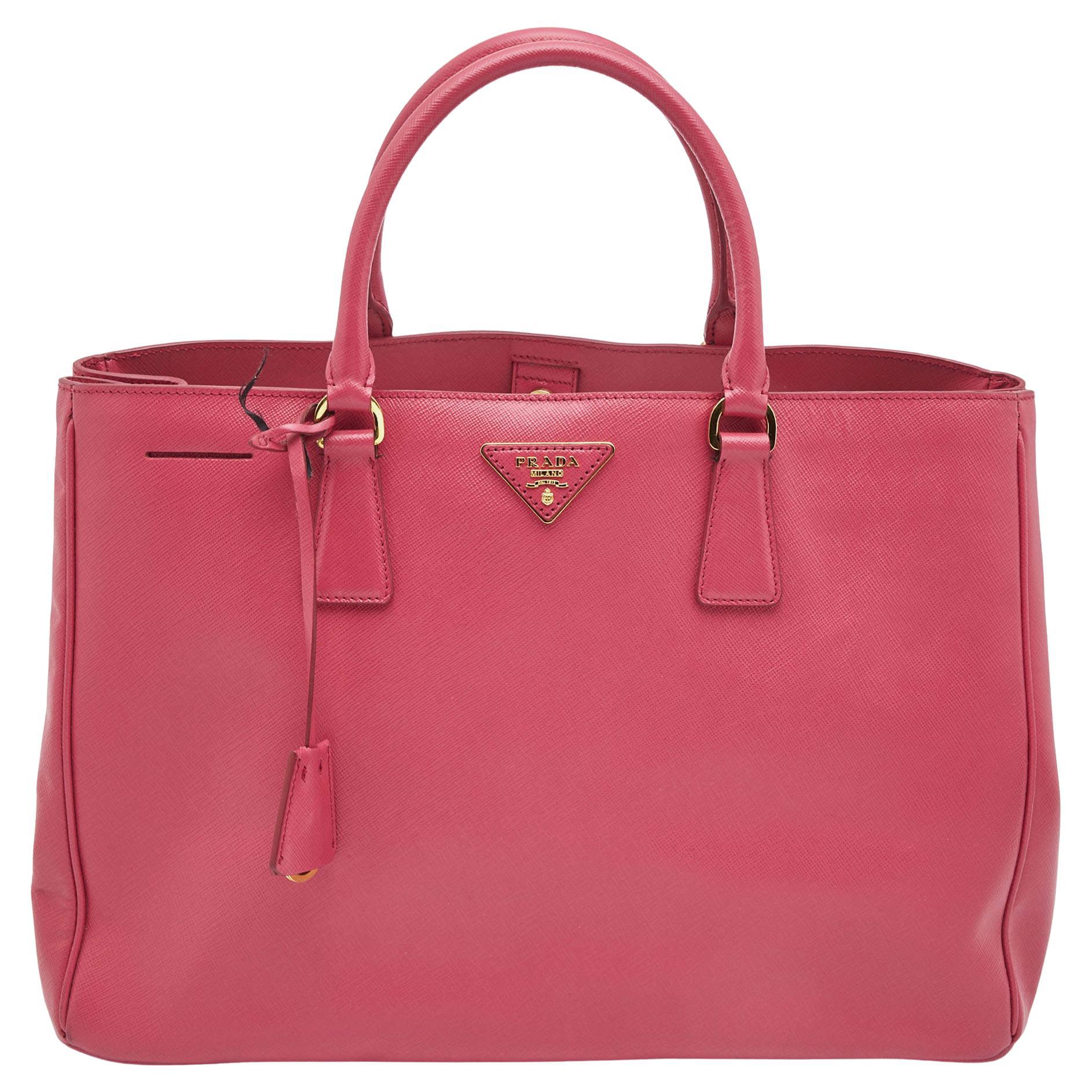 Prada Pink Saffiano Lux Leather Large Gardener's Tote