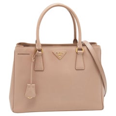 Prada Pink Saffiano Lux Leather Middle Zip Tote