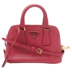 Prada Pink Saffiano Lux Leather Mini Promenade Crossbody Bag