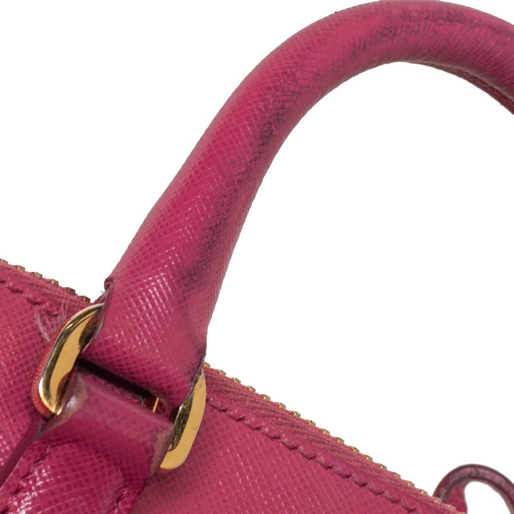 Prada Pink Saffiano Lux Leather Mini Promenade Satchel 4