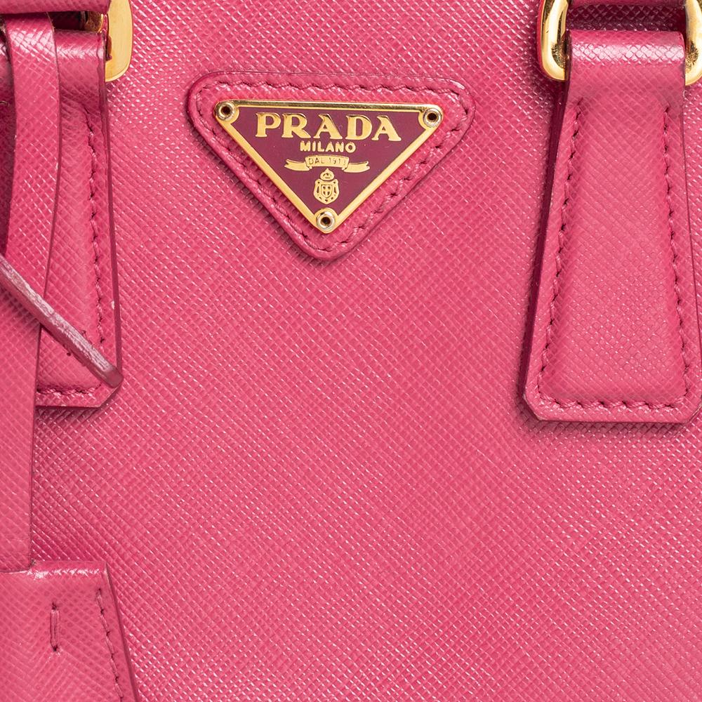 Women's Prada Pink Saffiano Lux Leather Mini Promenade Satchel