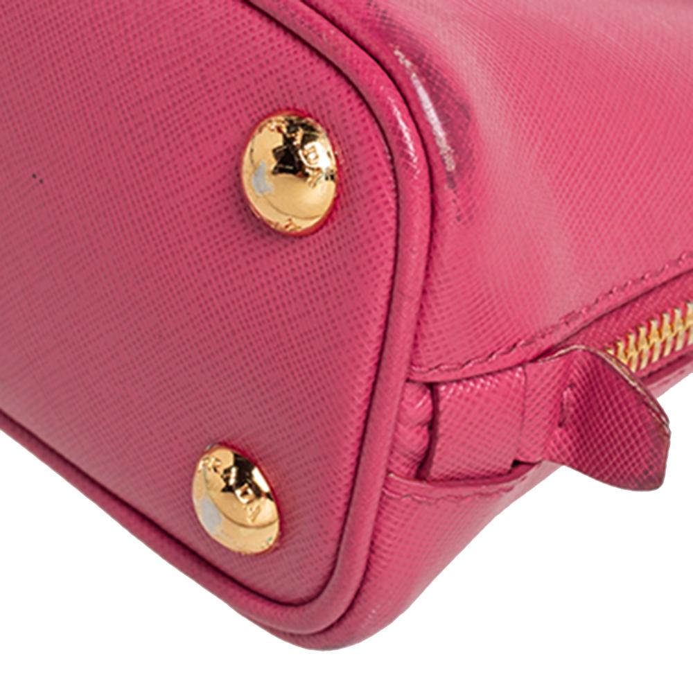 Prada Pink Saffiano Lux Leather Mini Promenade Satchel For Sale at 1stDibs
