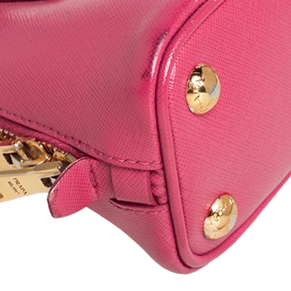 Prada Pink Saffiano Lux Leather Mini Promenade Satchel 2