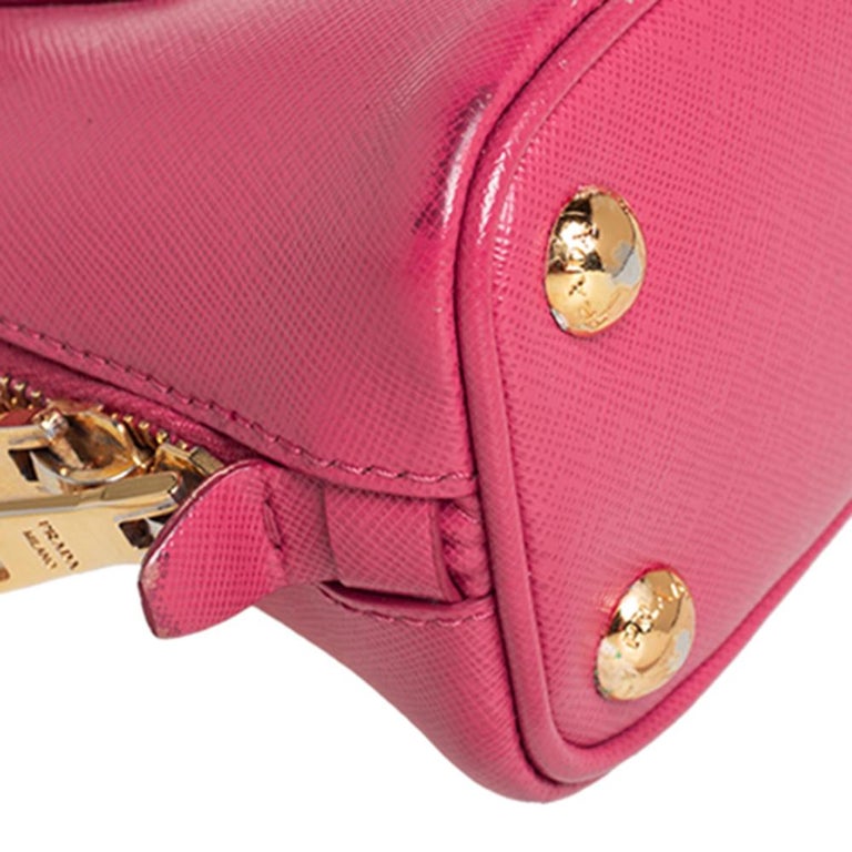 Sold at Auction: Prada - Saffiano Mini Pink Leather Crossbody