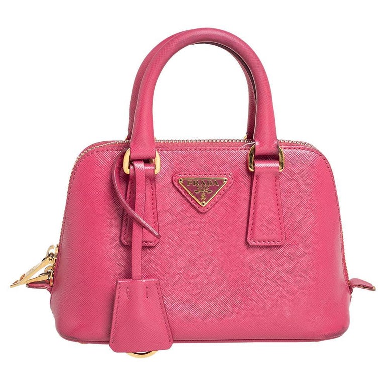 Prada Pink Saffiano Lux Leather Mini Promenade Satchel For Sale at 1stDibs  | pink prada purse, prada saffiano leather mini bag pink, pink prada handbag