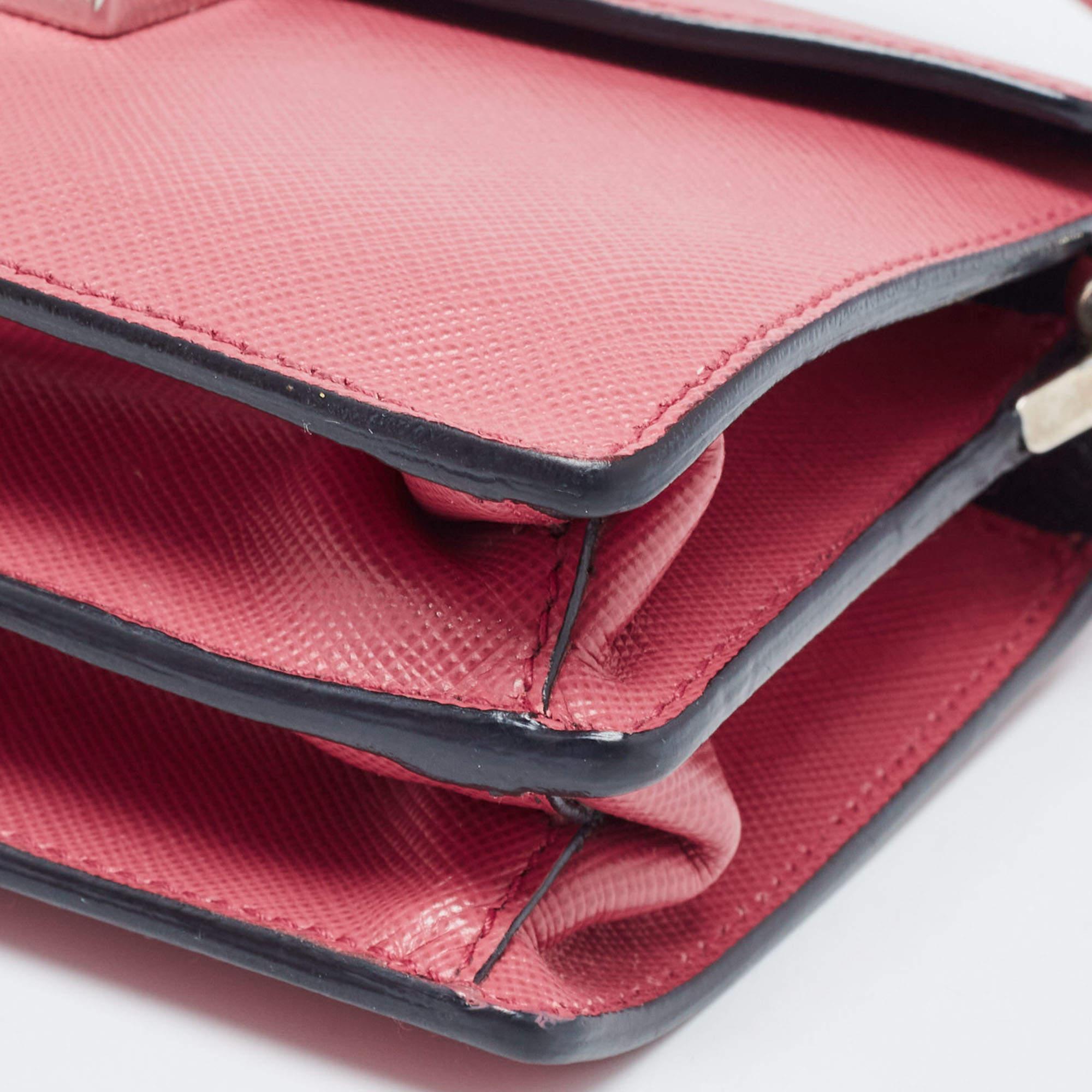 Prada Pink Saffiano Lux Leather Mini Sound Flap Crossbody Bag 6