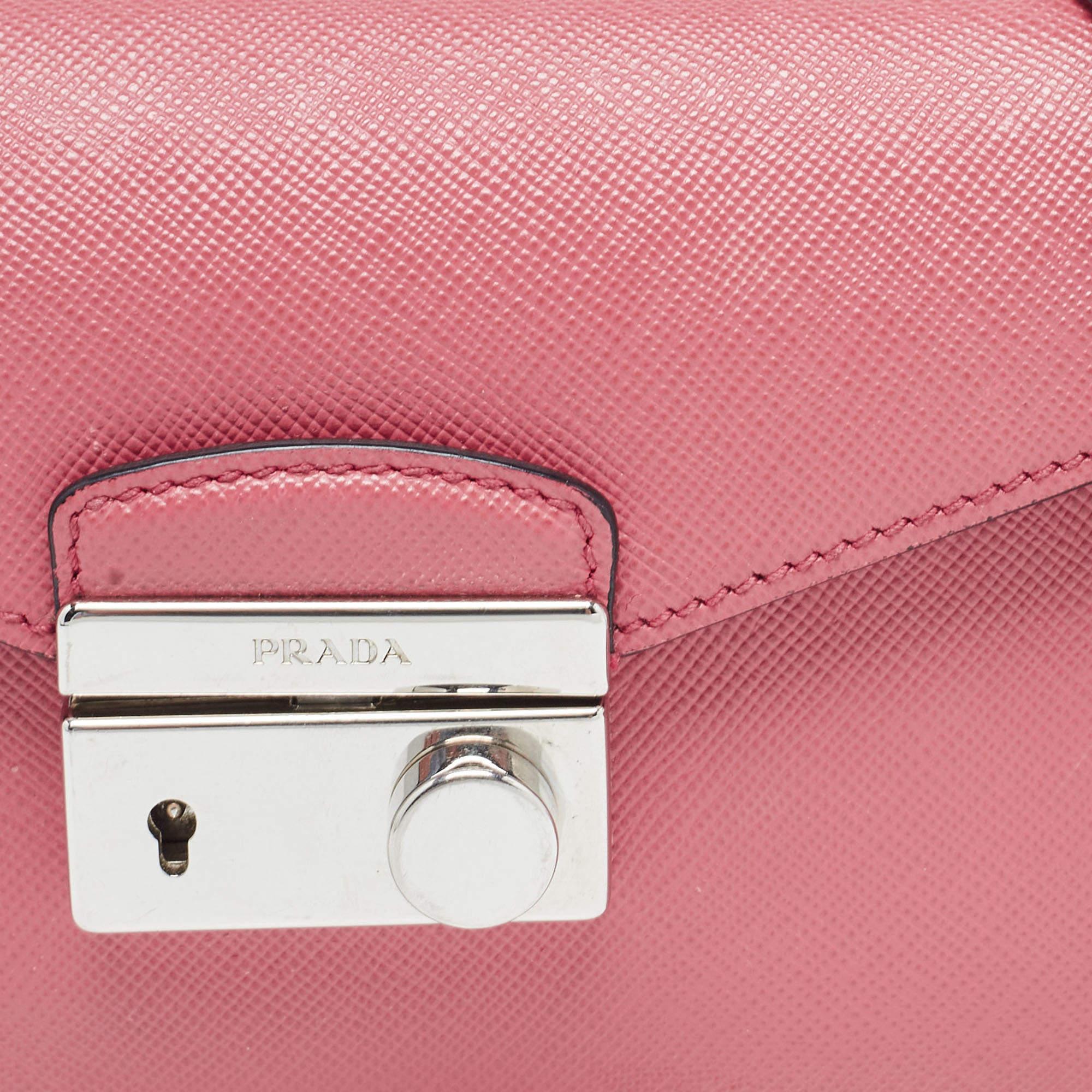 Prada Pink Saffiano Lux Leather Mini Sound Flap Crossbody Bag 1