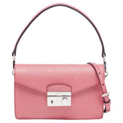 Prada Pink Saffiano Lux Leather Mini Sound Flap Crossbody Bag