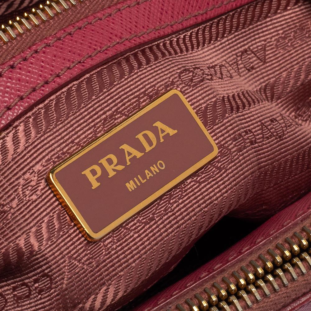 Women's Prada Pink Saffiano Lux Leather Small Galleria Tote