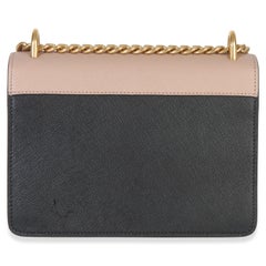 Prada Pink Saffiano Lux Small Logo Chain Flap Bag