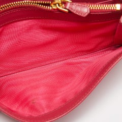 Prada Pink Saffiano Metal Leather Bow Flap Continental Wallet