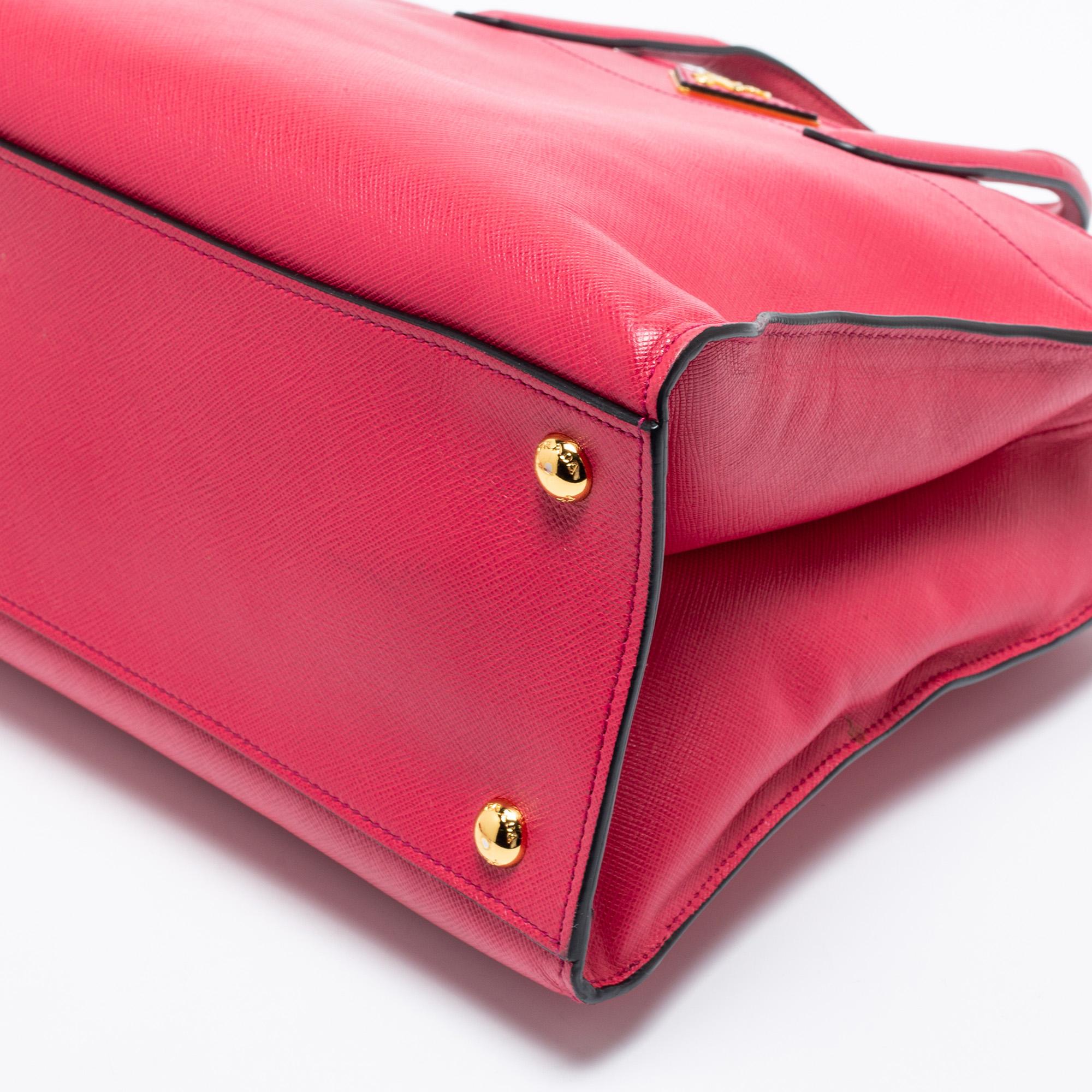 Prada Pink Saffiano Soft Leather Tote 1