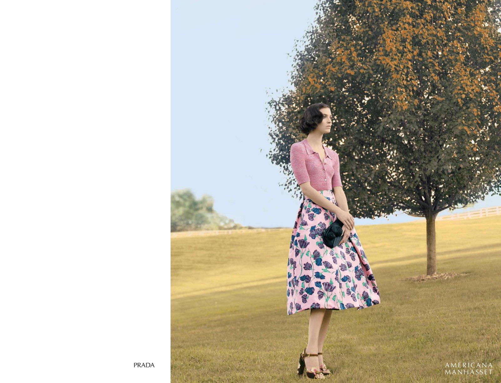 PRADA Gonna MIDI FLOREALE 2008 in seta rosa 40 S in vendita 5