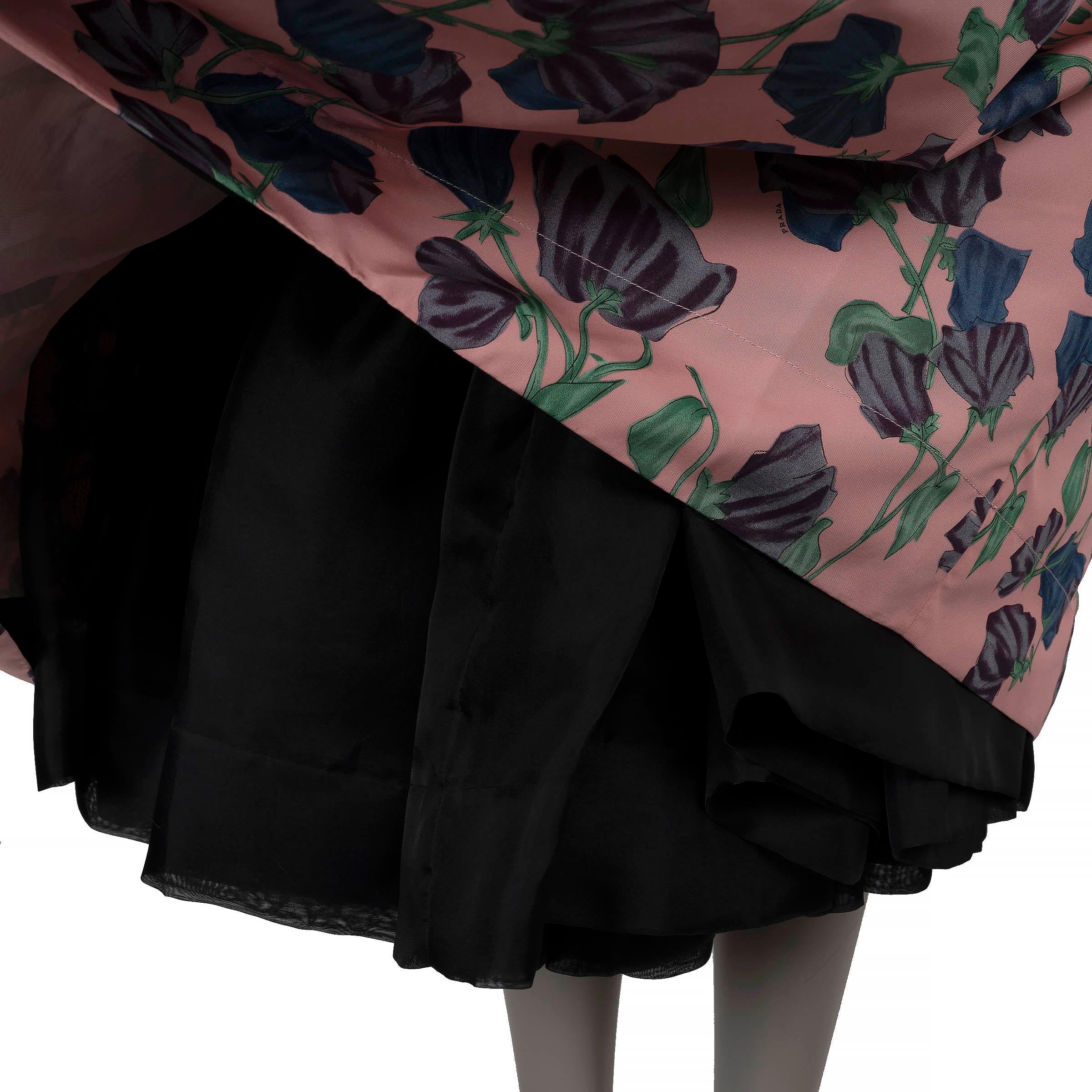 Donna PRADA Gonna MIDI FLOREALE 2008 in seta rosa 40 S in vendita