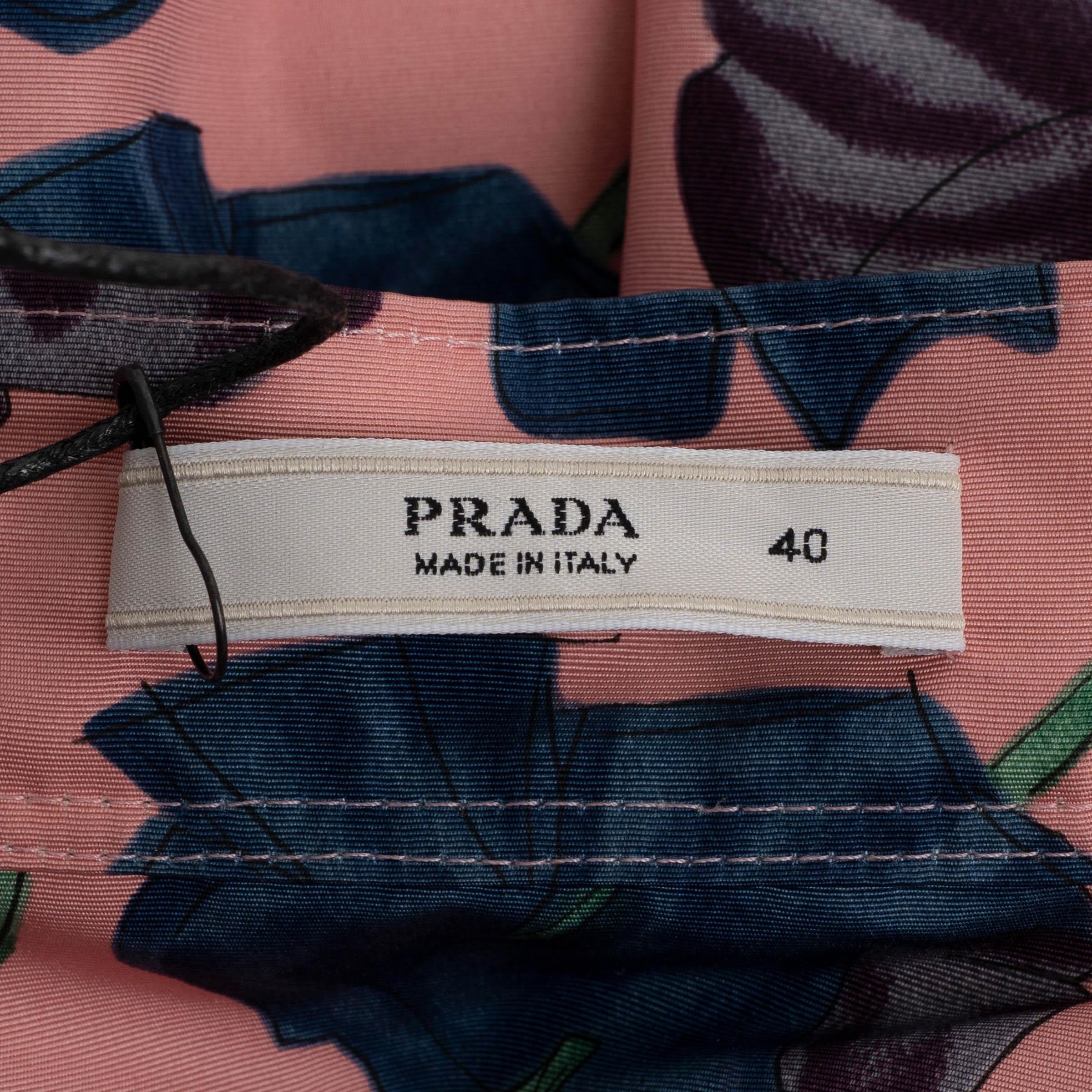 PRADA Gonna MIDI FLOREALE 2008 in seta rosa 40 S in vendita 1
