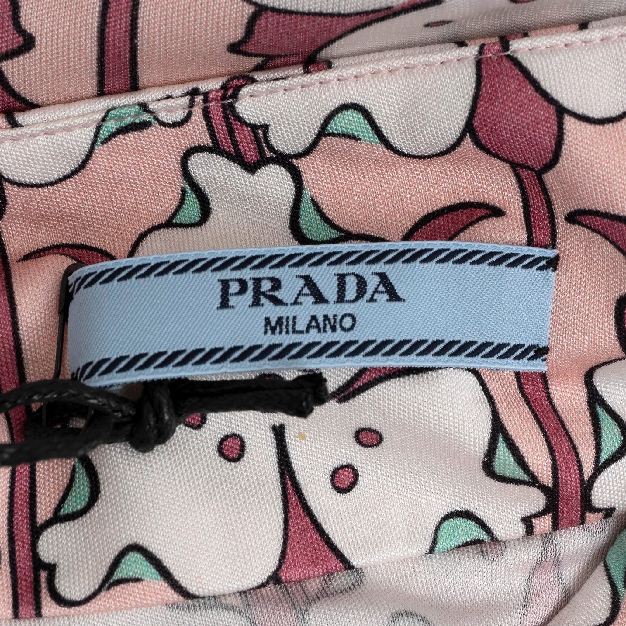 PRADA pink silk 2018 FLORAL MIDI Skirt 38 XS For Sale 1