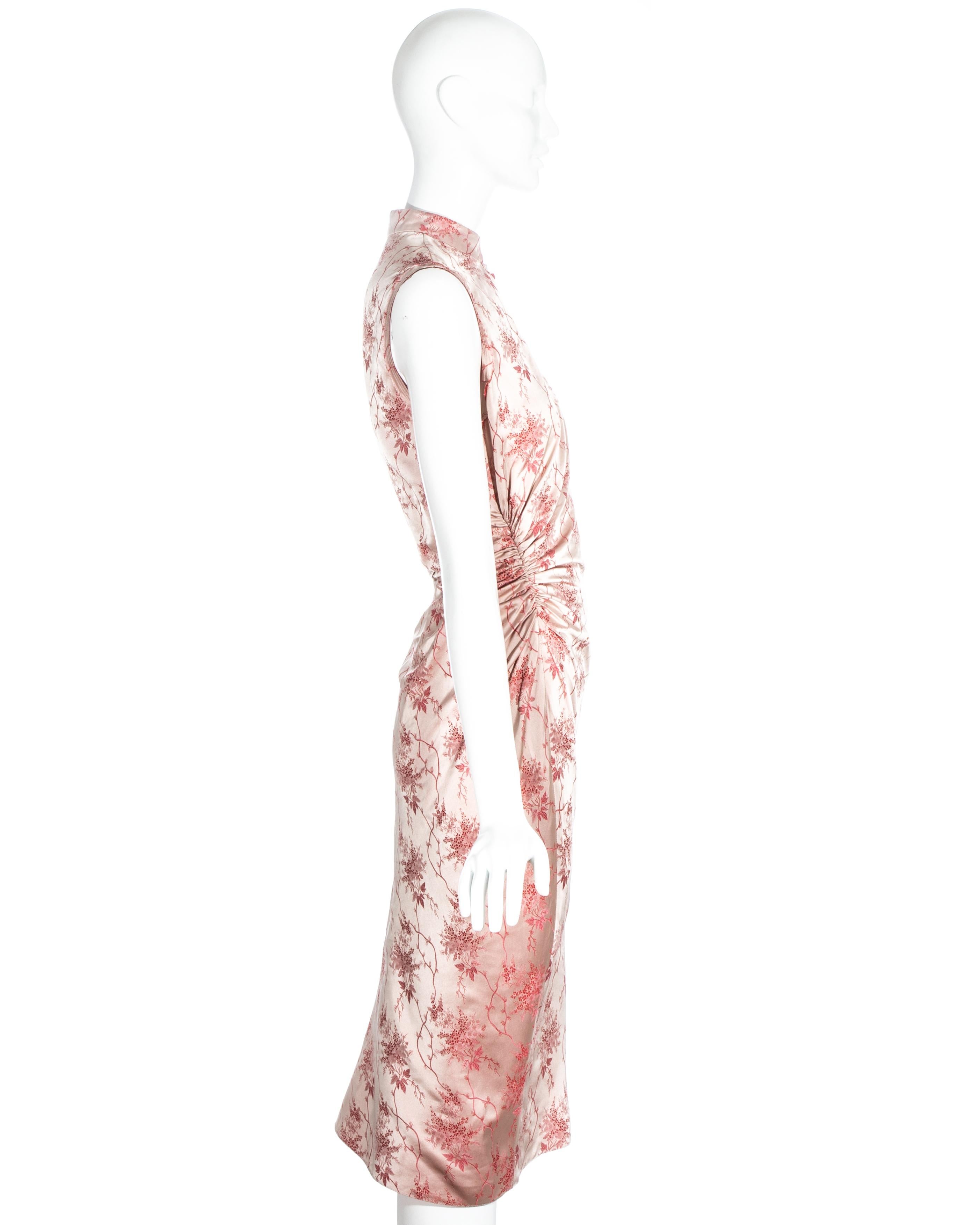 Prada pink silk brocade cheongsam style mid-length dress, ss 2002 In Excellent Condition In London, GB