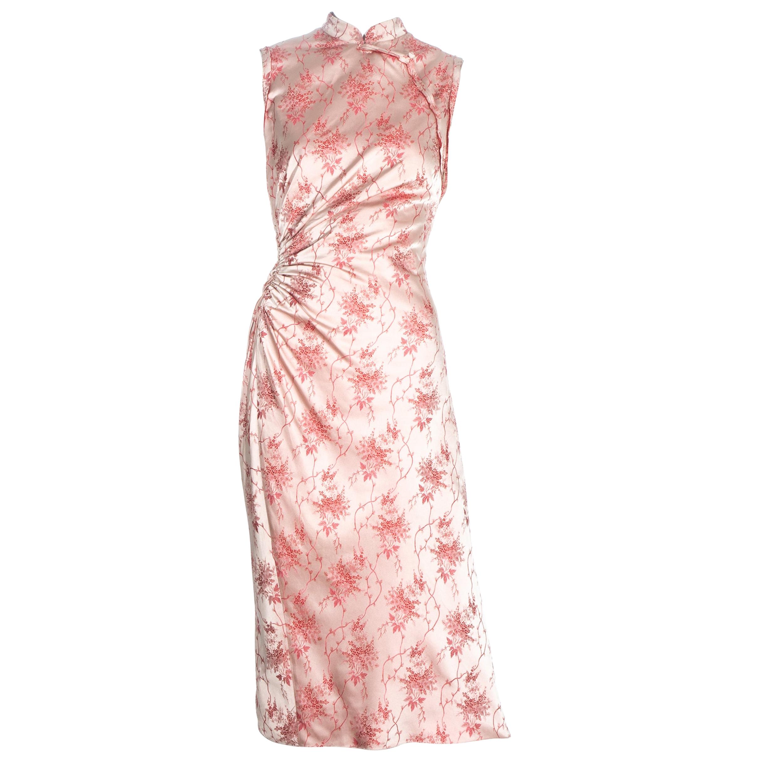 Prada pink silk brocade cheongsam style mid-length dress, ss 2002
