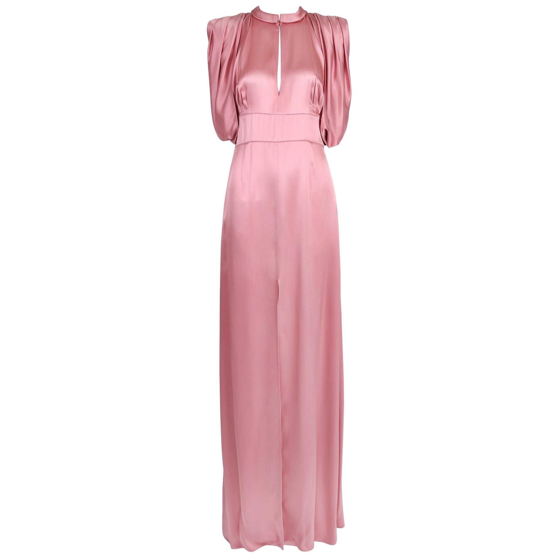 Prada Pink Silk Evening Gown w/Keyhole Neckline ca.2017