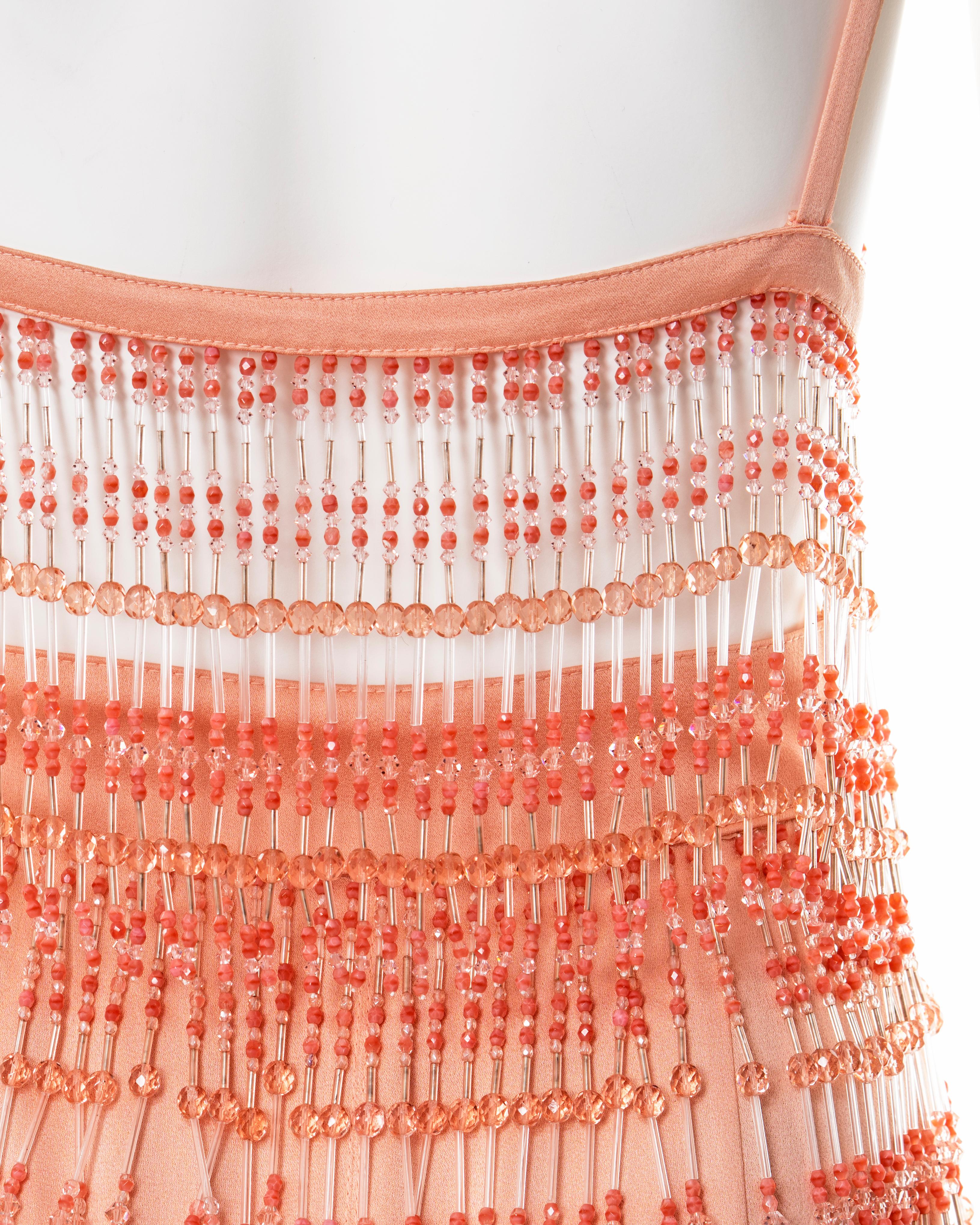 Prada pink silk feather embellished bra and skirt with beaded fringe, fw 2017 For Sale 10