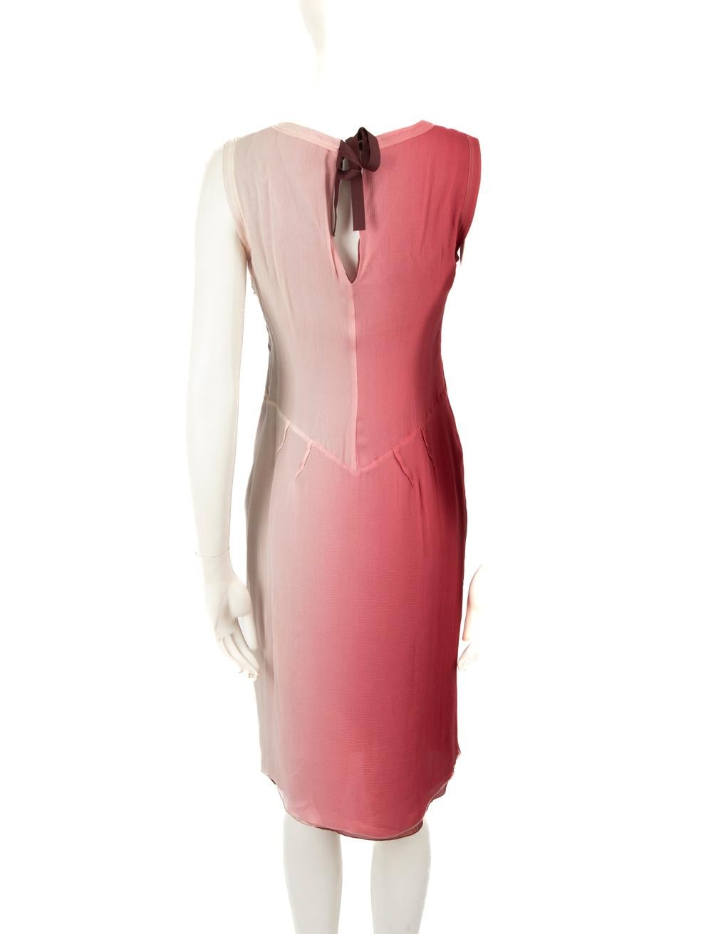 Prada Pink Silk Gradient Knee Length Dress Size S In Good Condition In London, GB