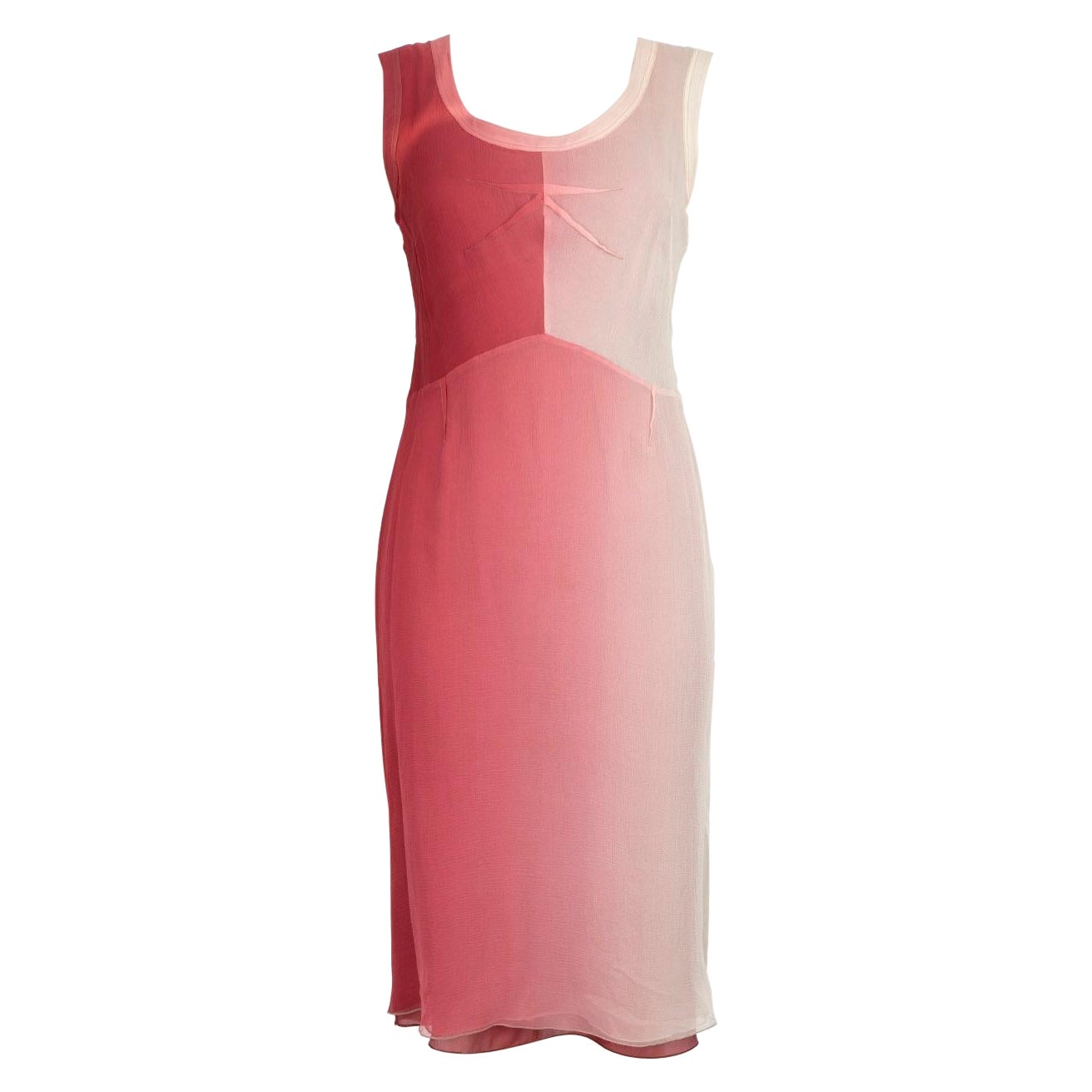 Prada Pink Silk Gradient Knee Length Dress Size S