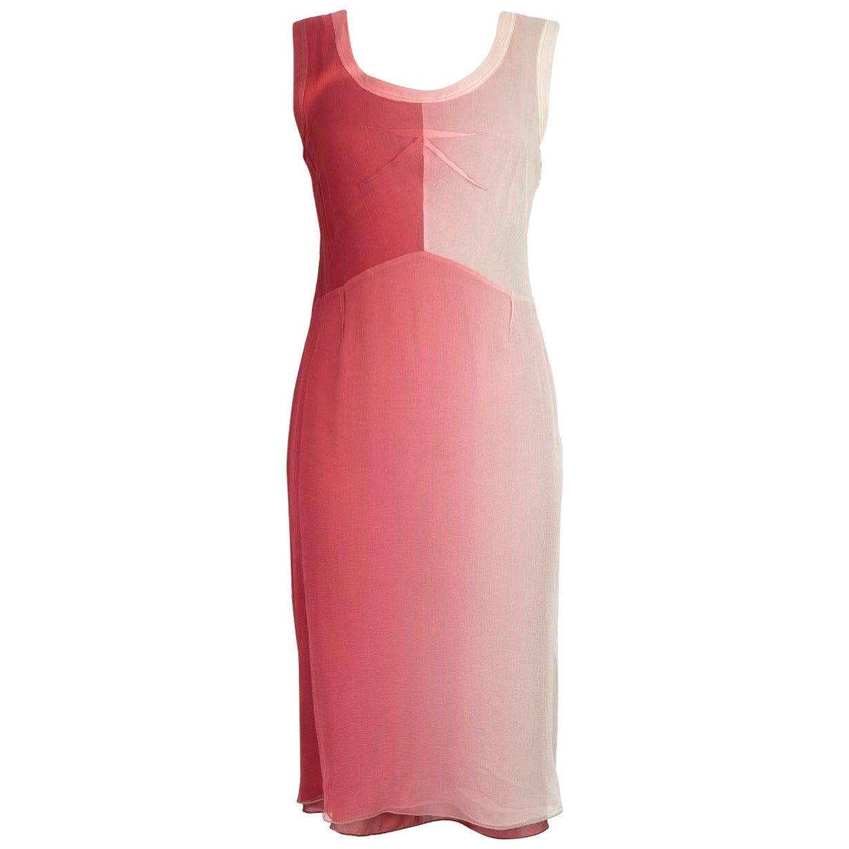 Prada Pink Silk Gradient Knee Length Dress Size S