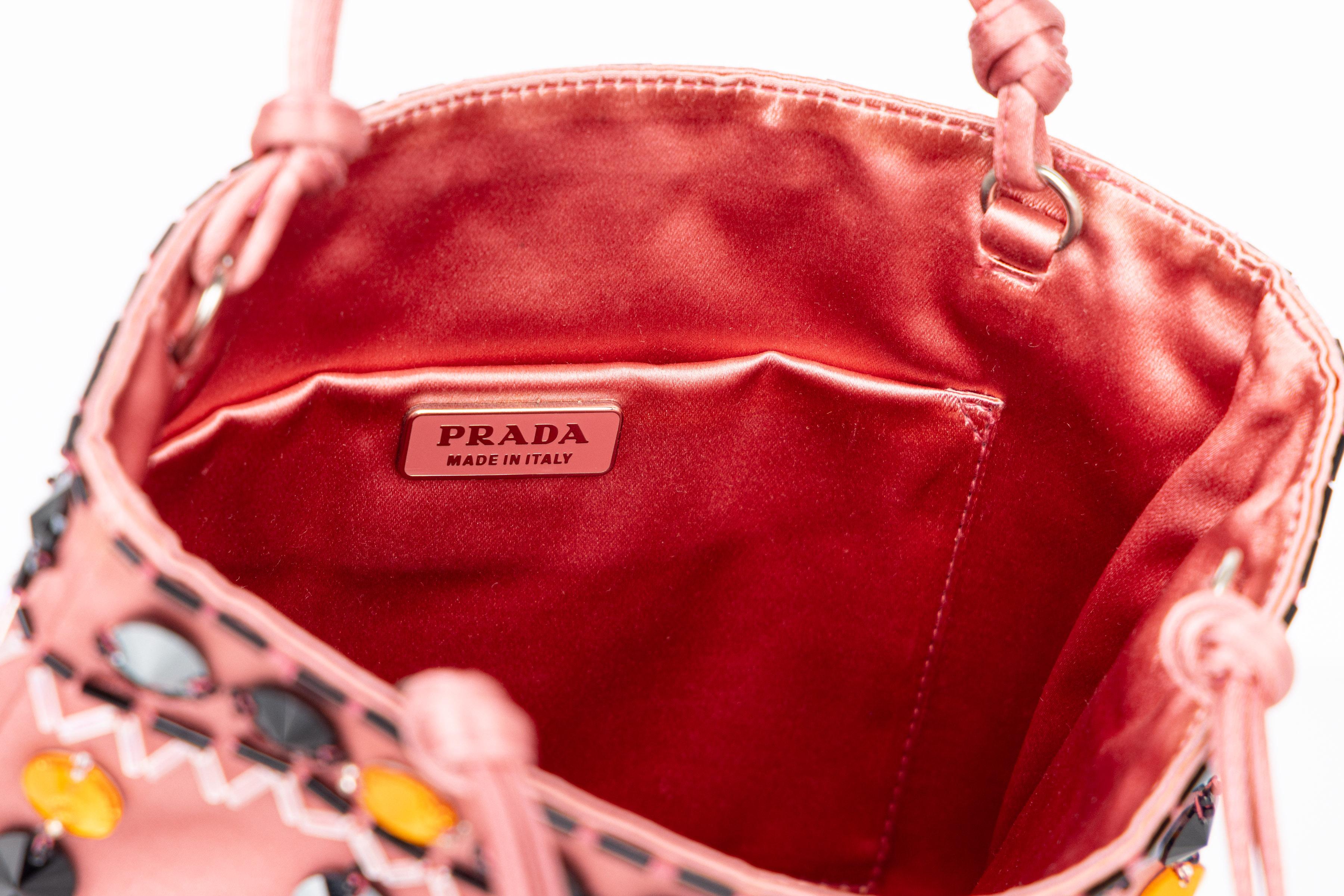Prada Pink Silk Jewel Beaded Bag For Sale 3
