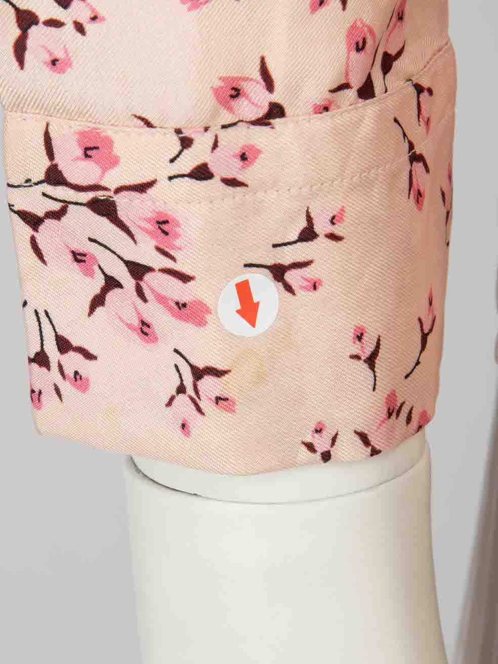 Prada Pink Silk Sakura Print Shirt Size S For Sale 1