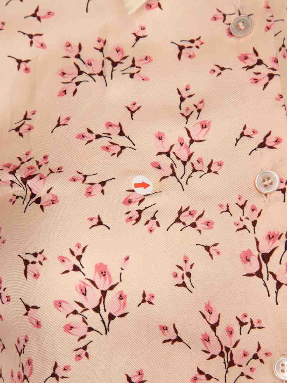 Prada Pink Silk Sakura Print Shirt Size S For Sale 2