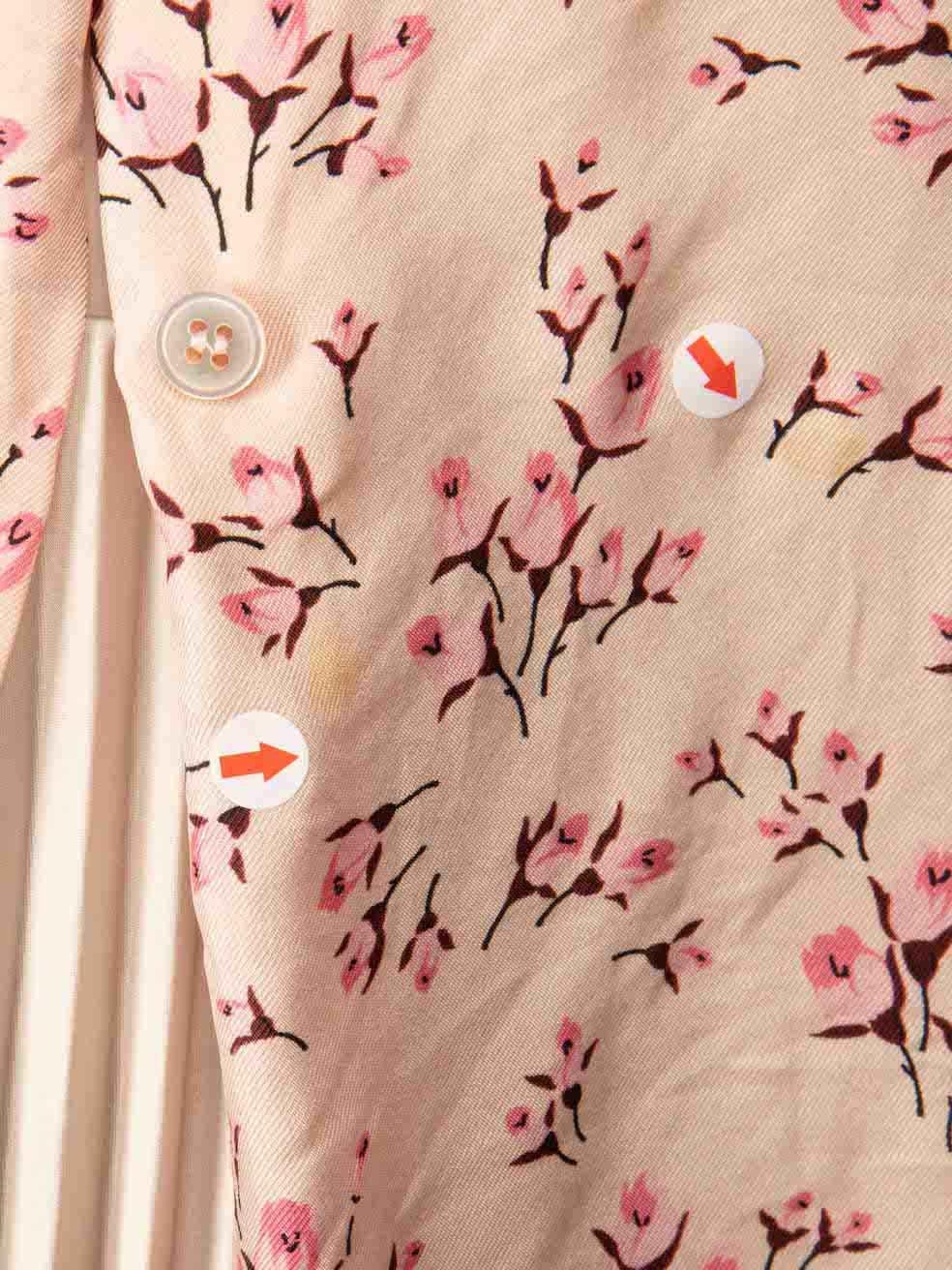 Prada Pink Silk Sakura Print Shirt Size S For Sale 3