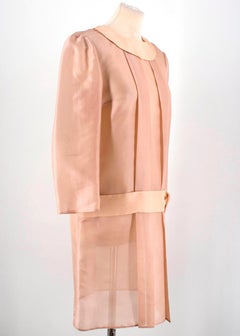 Prada Pink Silk Sheer Belted Dress US 10