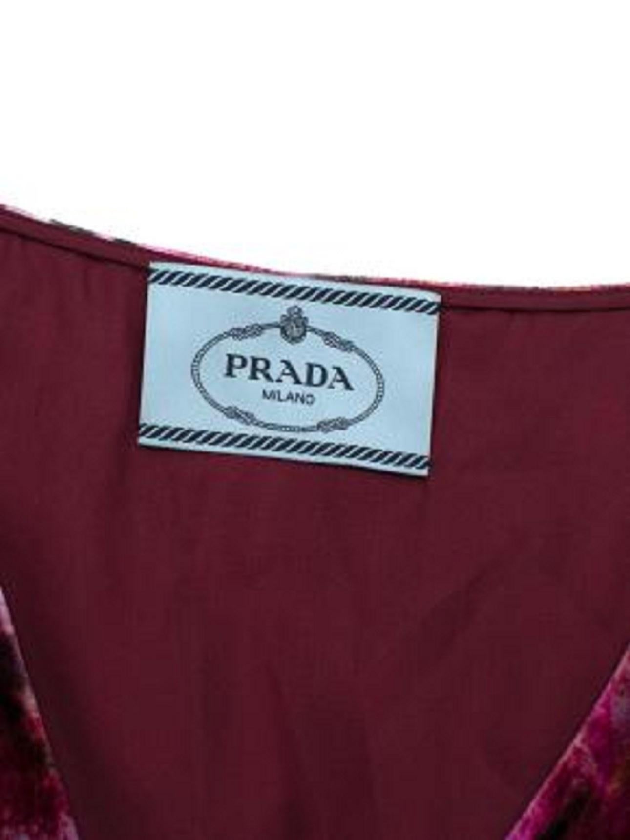 Prada Pink Sleeveless Velvet Patterned Midi Dress For Sale 2