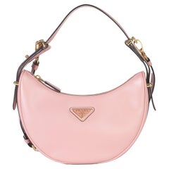 Prada Pink Smooth Calfskin Arque Half Moon Hobo