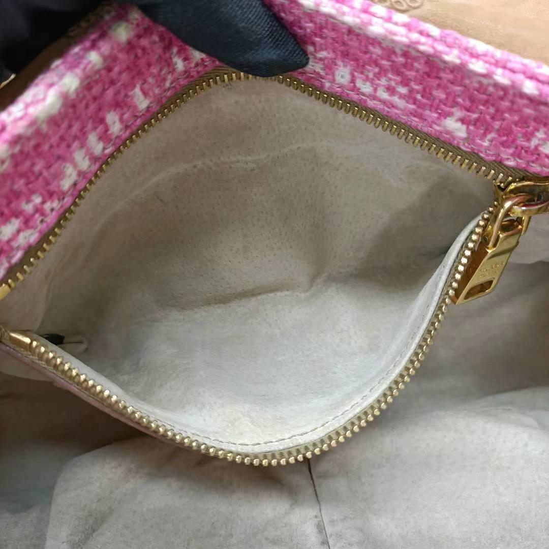 Prada Pink Sound Lock Tweed Shoulder Bag For Sale 7